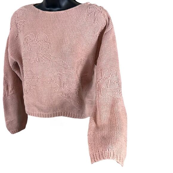 Vintage 80’s / 90’s SKYR Dusty Pink Cropped Knit Sweater - Picture 4 of 11